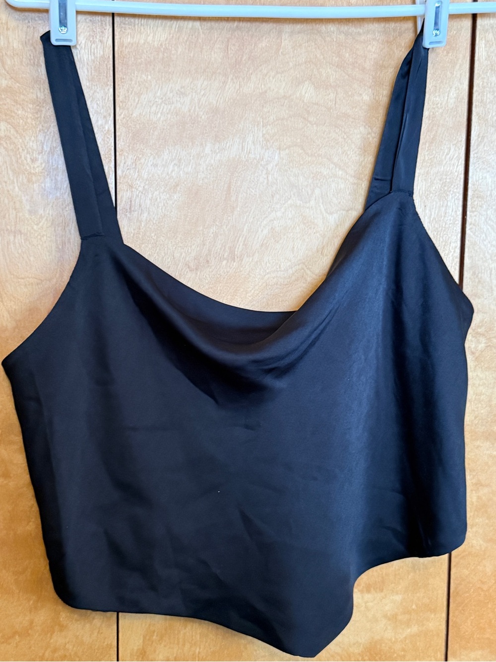 American Eagle Black Satin Cropped Tank Top Size medium